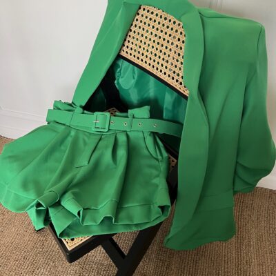 green blazer shorts