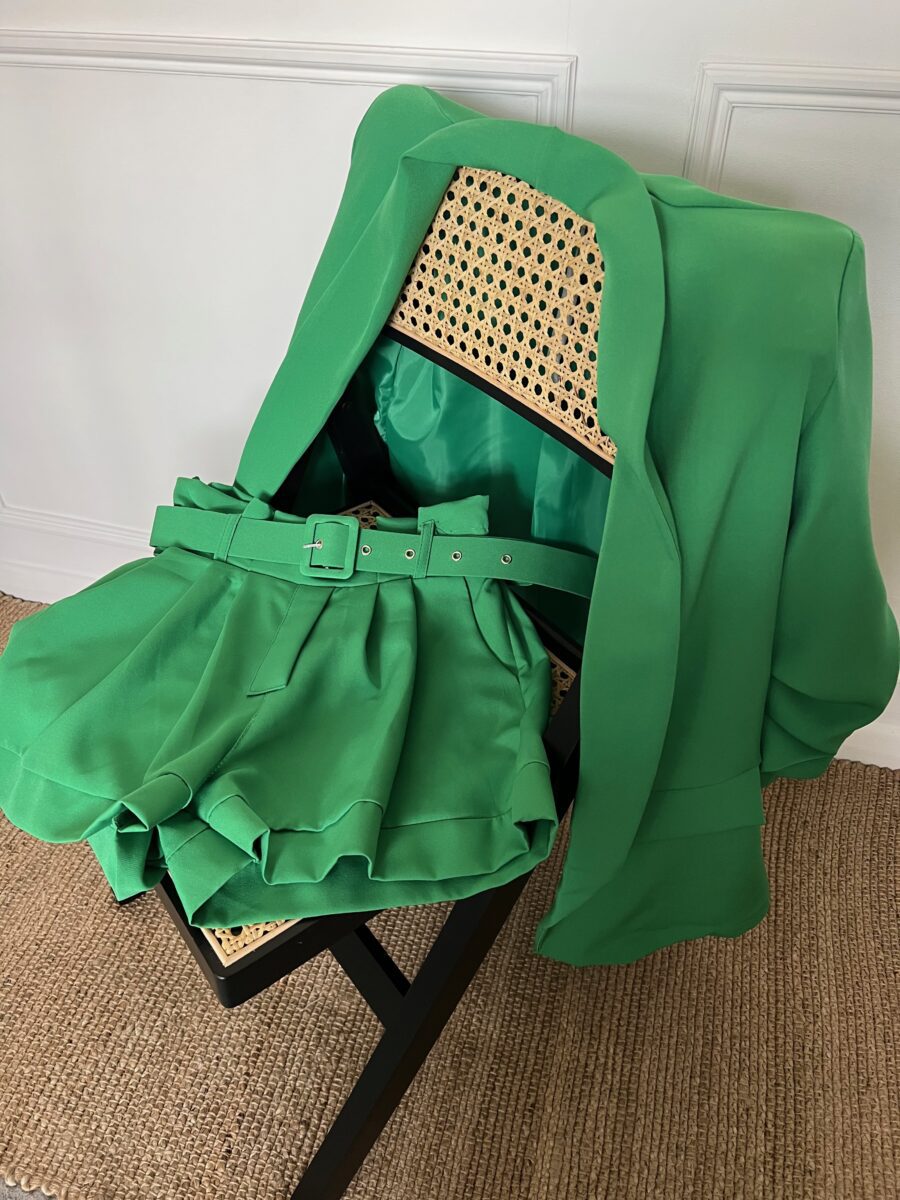green blazer shorts
