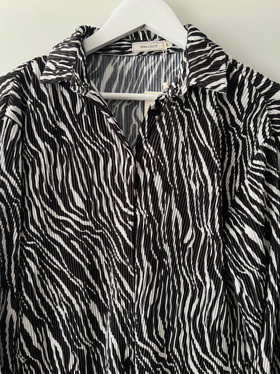 Zebra Print Plisse Shirt & Trouser Coord | Grey & Blush